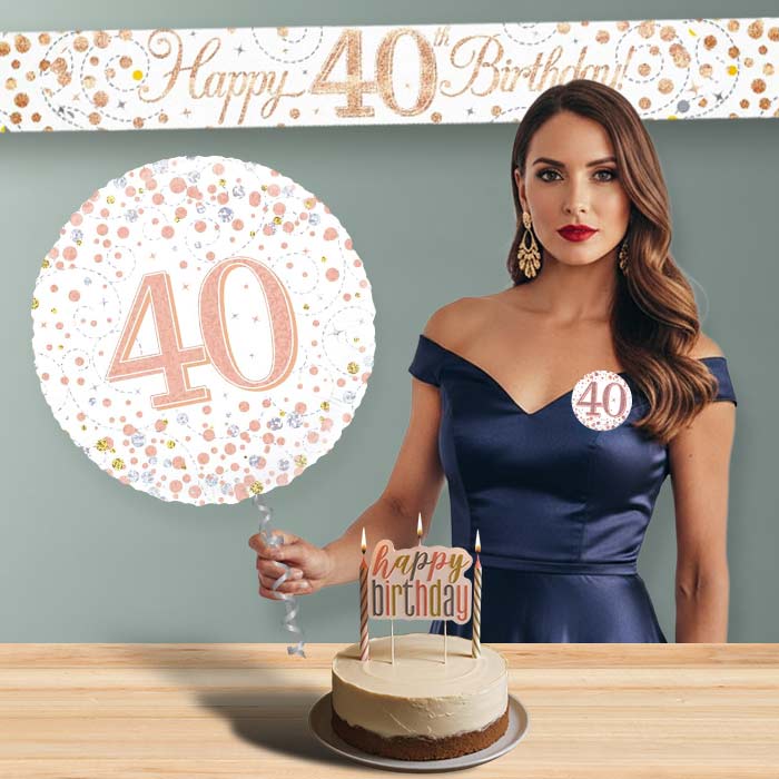 Rose Gold Helium Balloon and Decoration 40th Birthday Package | Party Save Smile