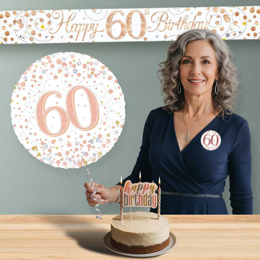 Rose Gold Helium Balloon and Decoration 60th Birthday Package | Party Save Smile