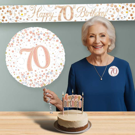 Rose Gold Helium Balloon and Decoration 70th Birthday Package | Party Save Smile
