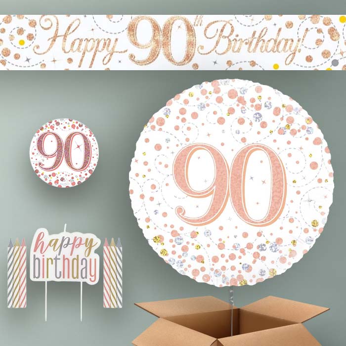 Rose Gold Helium Balloon and Decoration 90th Birthday Package