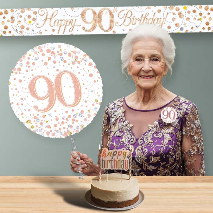Rose Gold Helium Balloon and Decoration 90th Birthday Package | Party Save Smile