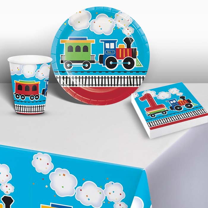 Train 1st Birthday Party Pack: Tableware Party Kit | Party Save Smile