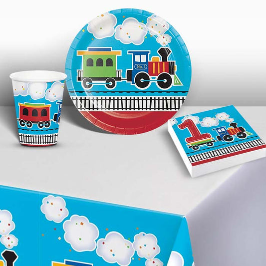 Train 1st Birthday Party Pack: Tableware Party Kit | Party Save Smile