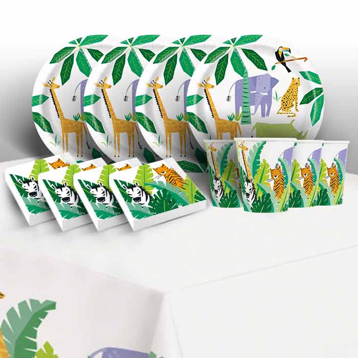 Jungle Animal Birthday Party Pack: Tableware Party Kit | Party Save Smile