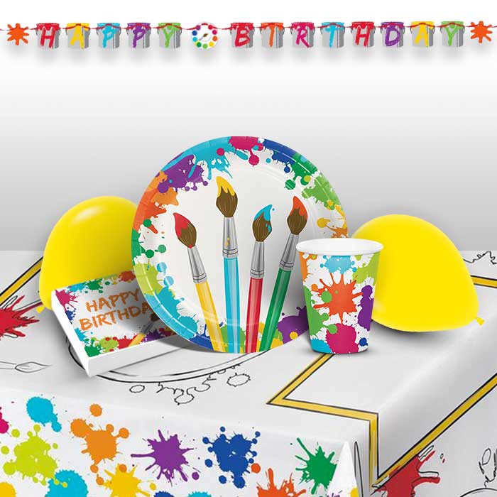 Arty Paint Birthday Party Pack: Tableware & Decoration Kit | Party Save Smile