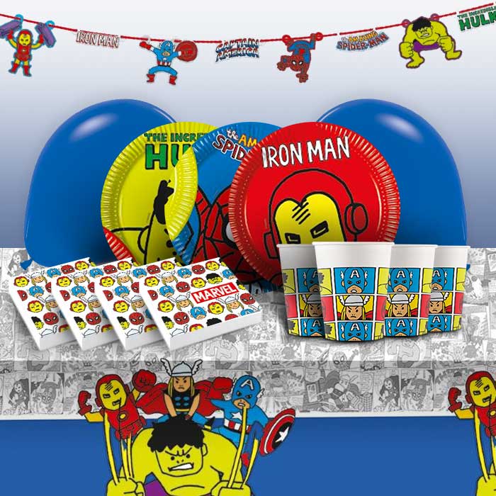 Pop Art Marvel Avengers Party Pack: Tableware & Decoration Kit | Party Save Smile