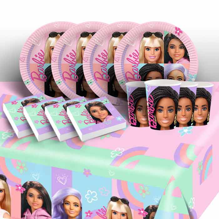 Barbie Party Pack: Tableware Kit for 8 - 48 Guests | Party Save Smile