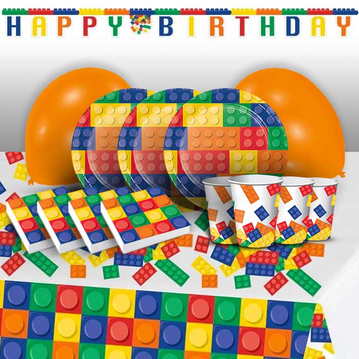Building Block Birthday Party Pack: Tableware & Decoration Kit | Party Save Smile