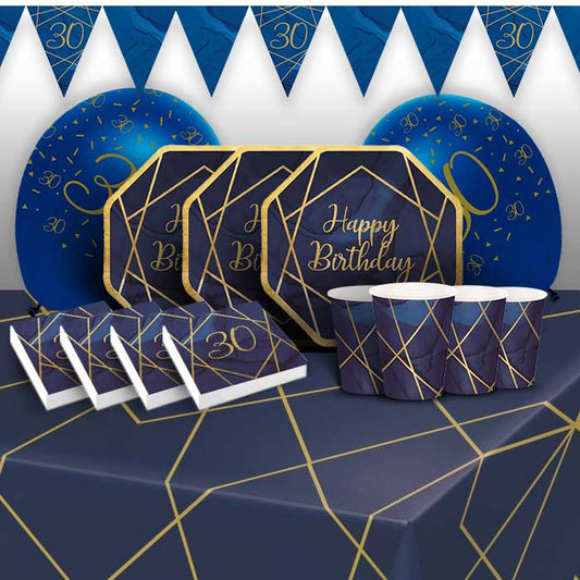 Blue and Gold 30th Birthday Party Pack: Decor and Balloons Kit | Party Save Smile