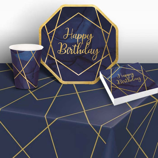 Birthday Party Pack - Navy & Gold Tableware | Party Save Smile