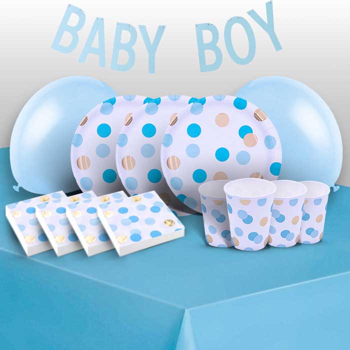 Blue & Gold Dots Baby Boy Party Baby | Party Save Smile