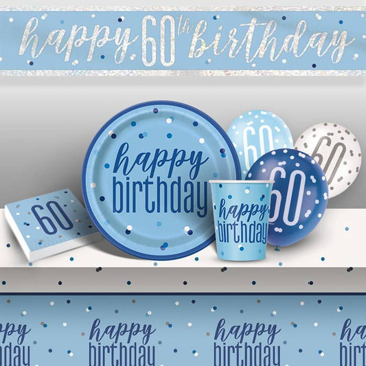 Blue Silver 60th Birthday Decoration Pack: Party Kit | Party Save Smile