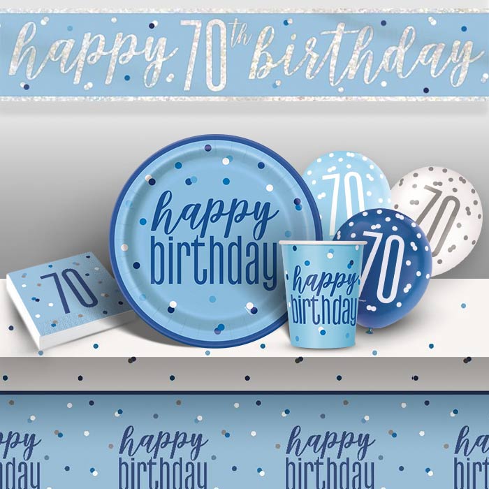 Black Silver 70th Birthday Party Pack & Decorations Kit | Party Save Smile