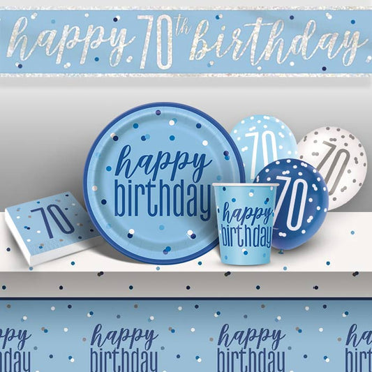 Black Silver 70th Birthday Party Pack & Decorations Kit | Party Save Smile