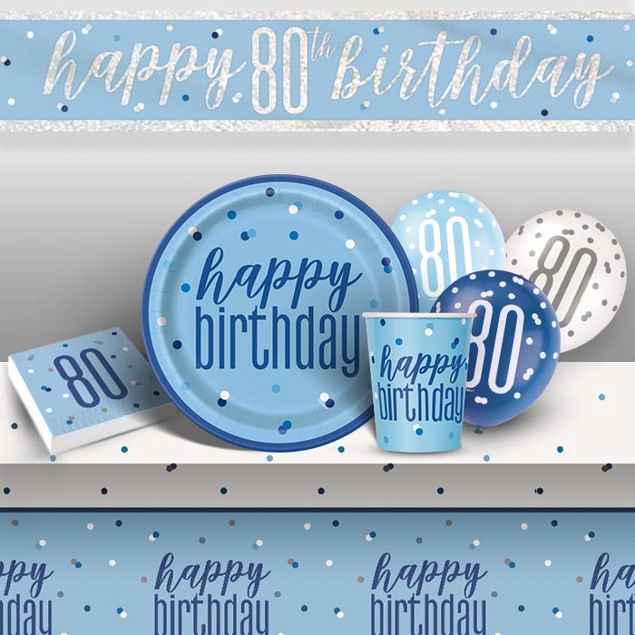 Party Packs - 80th Birthday Blue Silver | Party Save Smile