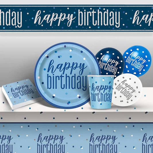 Blue & Silver Birthday Decorations Pack - Party Save Smile