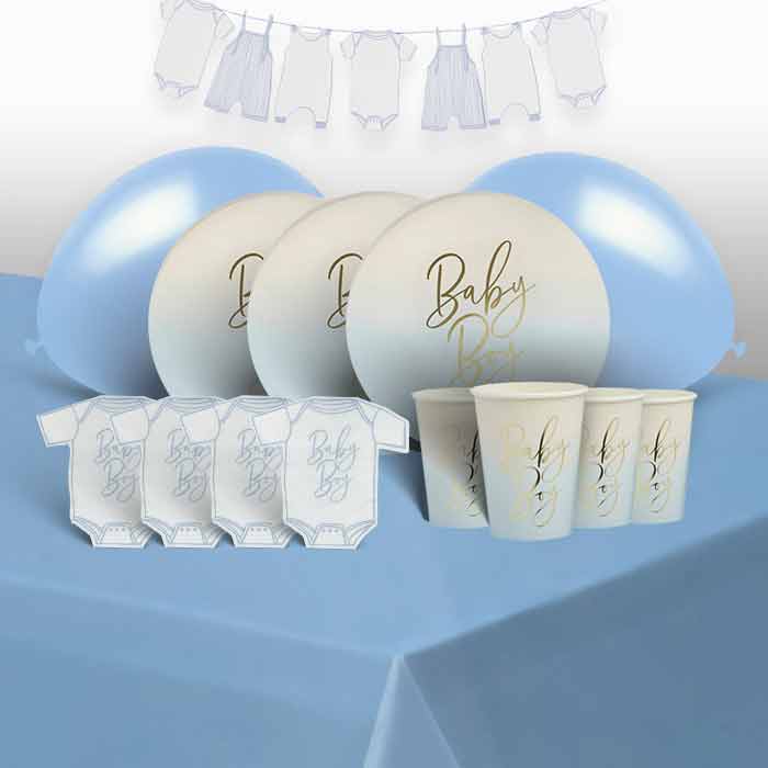 Blue Ombre Baby Boy Party Pack with Decorations | Party Save Smile