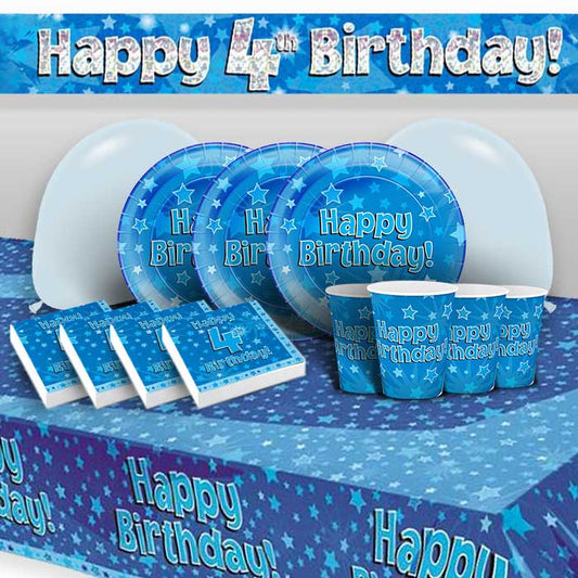 Blue Star 4th Birthday Party Packs with Decorations | Party Save Smile