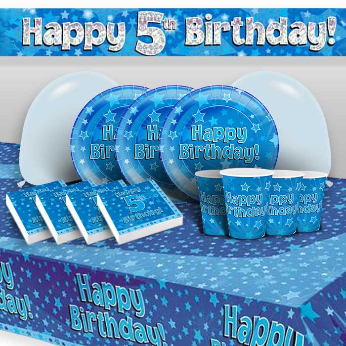 Blue Star 5th Birthday Party Pack: Kit with Decorations | Party Save Smile