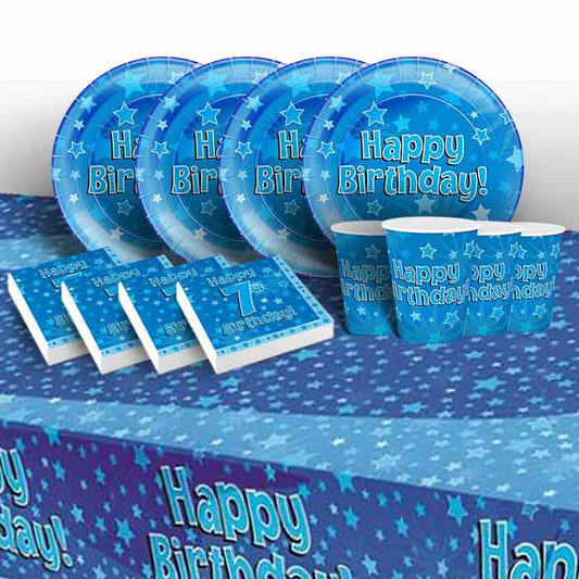Party Packs - 7th Birthday Tableware Blue | Party Save Smile