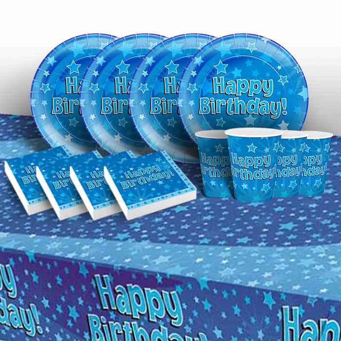 Blue Star Happy Birthday Party Pack: Tableware Party Kit | Party Save Smile