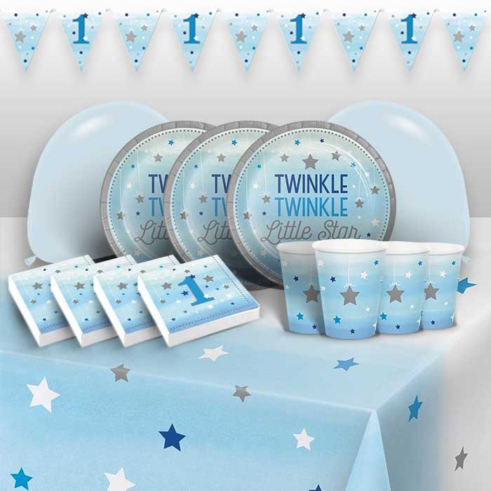 Blue Star 1st Birthday Party Pack: Tableware & Decoration Kit | Party Save Smile