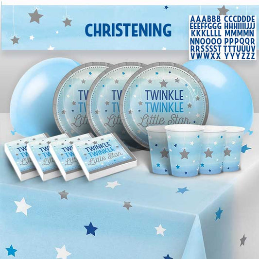 Blue Star Christening Party Pack: Tableware & Decoration Kit | Party Save Smile