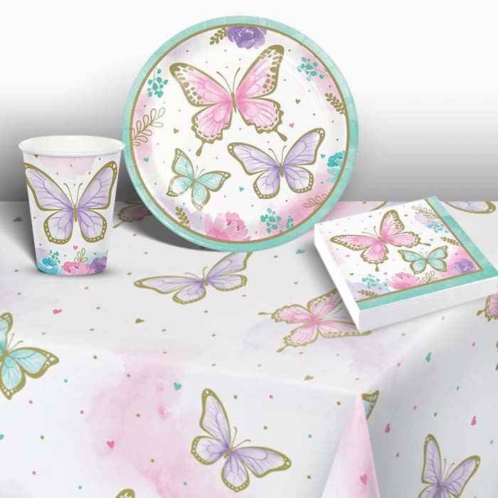 Shimmering Butterfly Party Pack: Tableware Party Kit | Party Save Smile