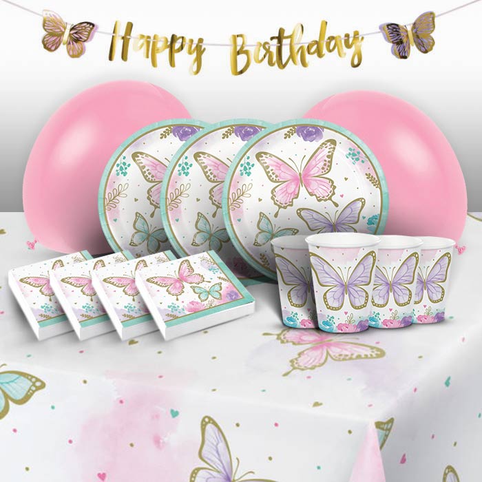 Shimmer Butterfly Birthday Party Pack & Decoration Kit | Party Save Smile