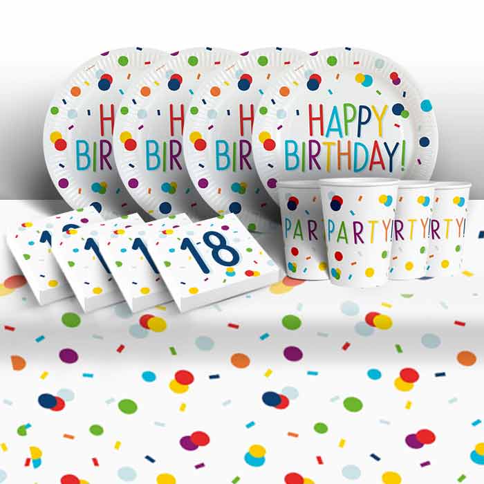 Rainbow 18th Birthday Set with Plates and Napkins | Party Save Smile