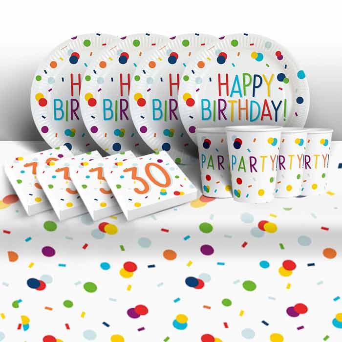 Rainbow 30th Birthday Plates and Napkins Pack: Tableware Kit | Party Save Smile