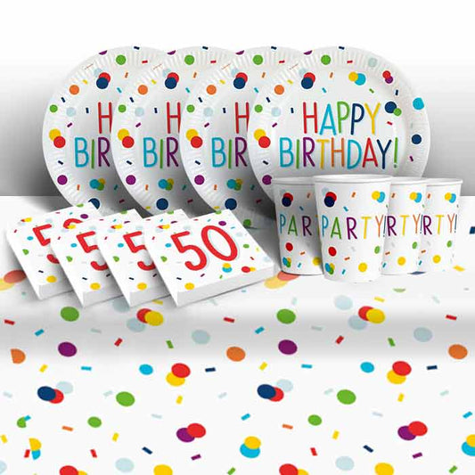 Rainbow 50th Birthday Party Pack: Tableware Party Kit | Party Save Smile