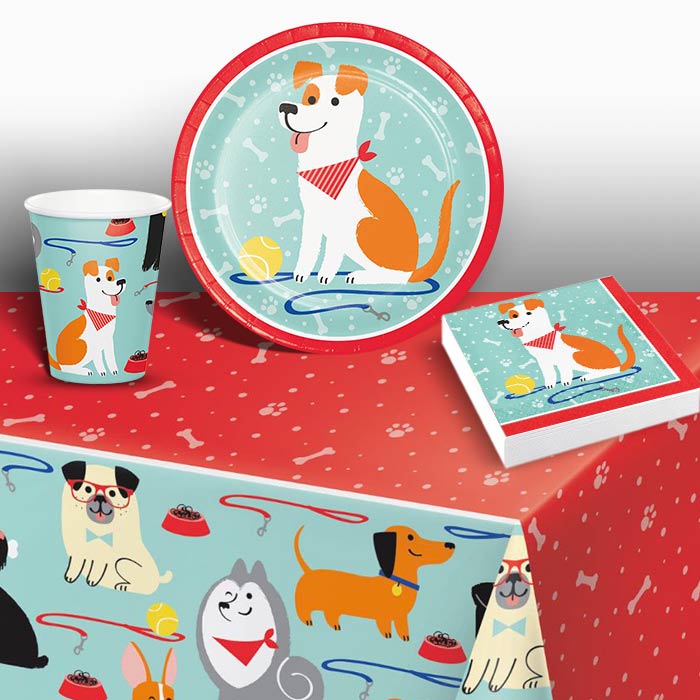 Dog Party Pack: Tableware Kit for 8 - 48 Guests | Party Save Smile