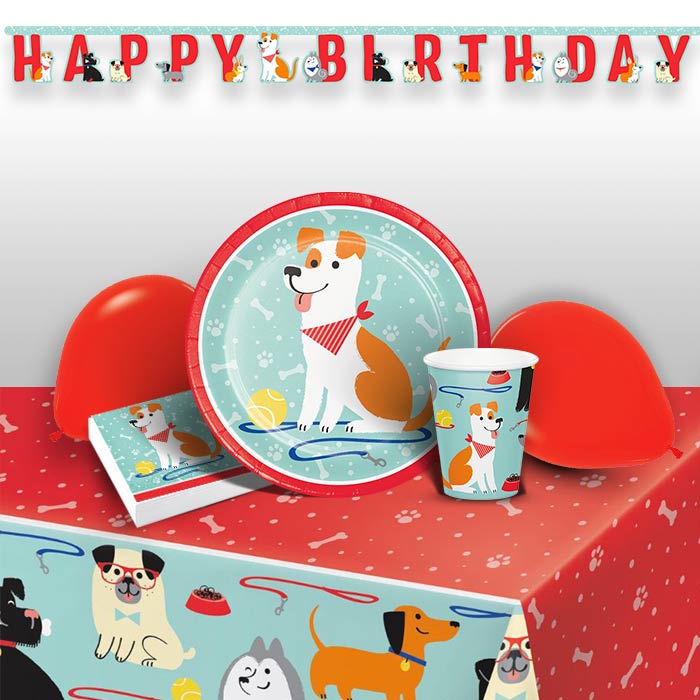 Dog Birthday Party Pack: Tableware & Decorations | Party Save Smile