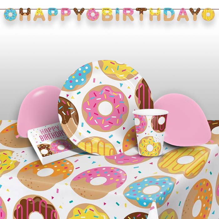 Doughnut Birthday Party Pack: Tableware & Decoration Kit | Party Save Smile