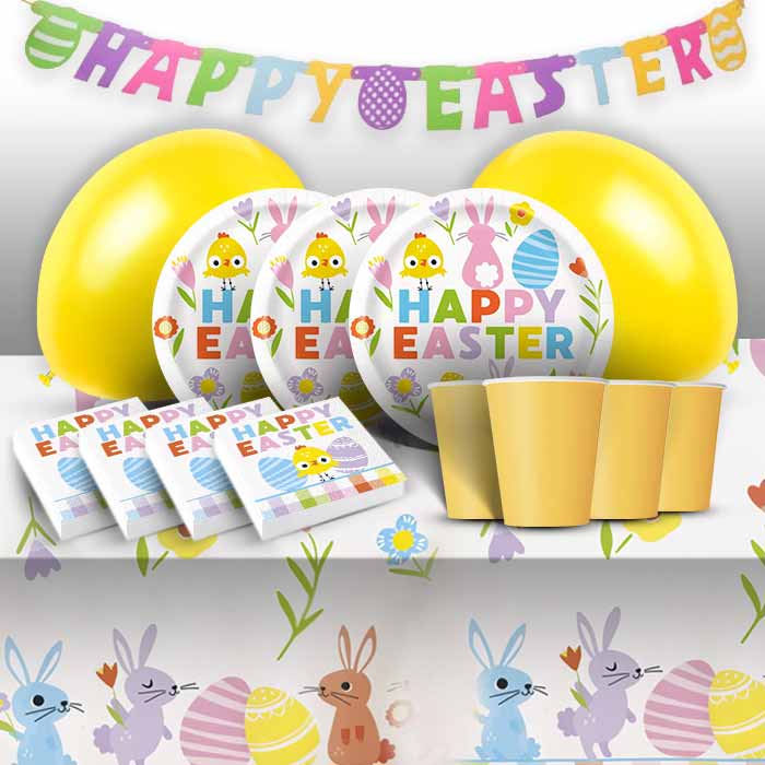 Colourful Happy Easter Party Pack: Tableware & Decoration Kit | Party Save Smile