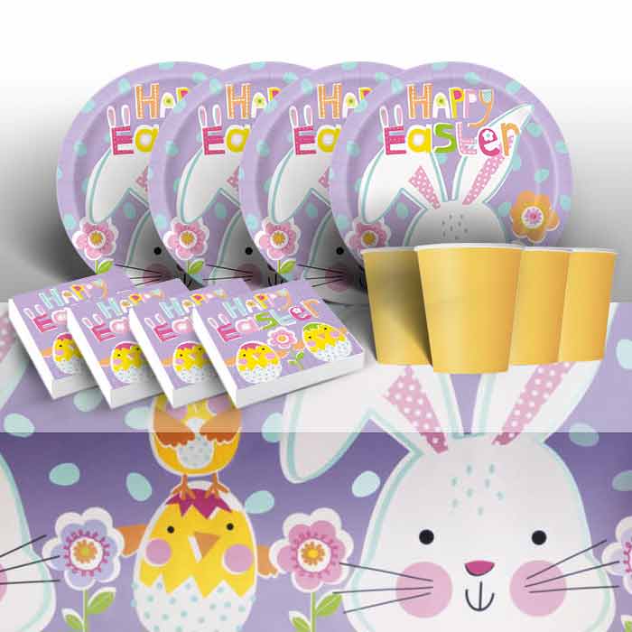 Lilac Easter Bunny Party Pack: Tableware Party Kit | Party Save Smile