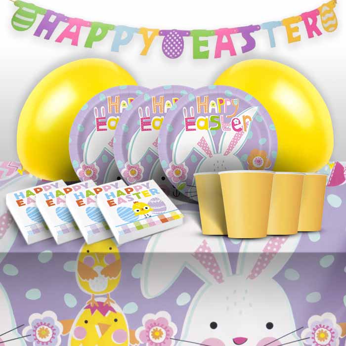 Lilac Bunny Easter Party Pack: Tableware & Decoration Kit | Party Save Smile