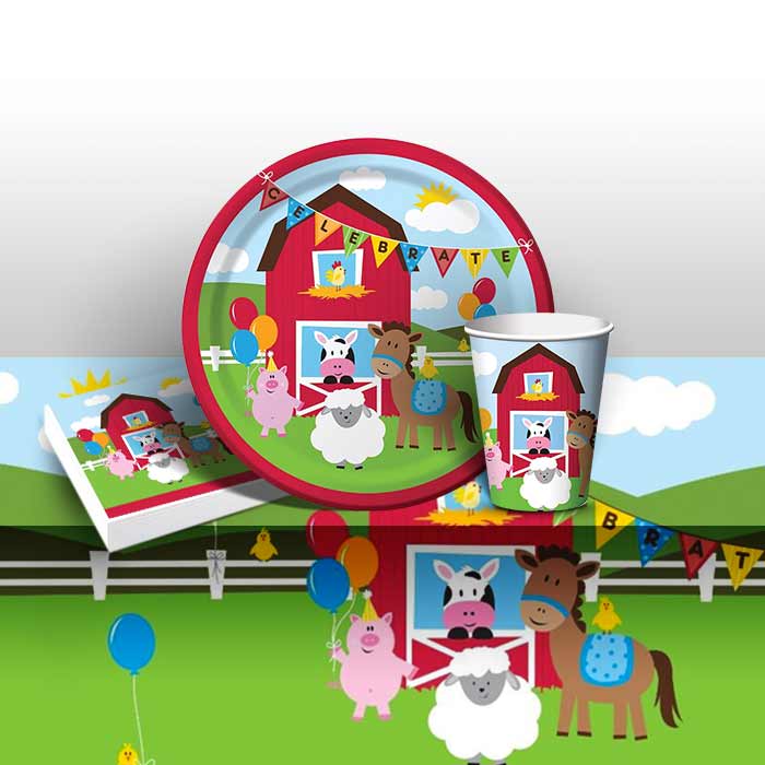 Farm Animal Plates and Napkins Pack: Tableware Kit | Party Save Smile