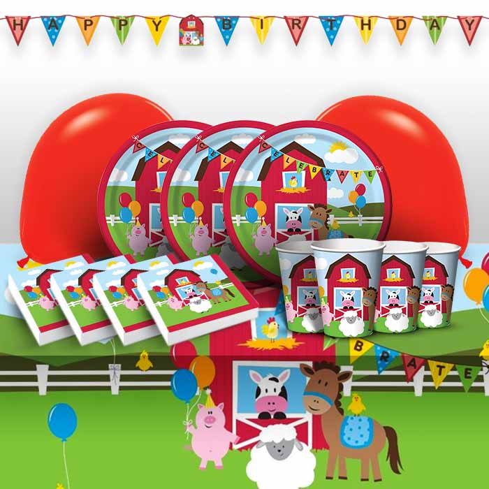 Farm Animals Party Pack with Tableware and Decor | Party Save Smile
