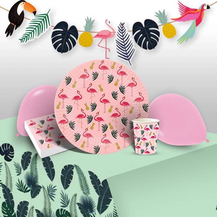 Flamingo Summer Party Pack: Tableware & Decoration Kit | Party Save Smile