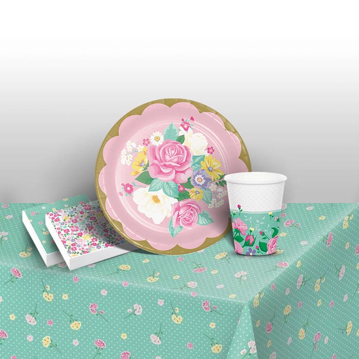 Floral Tea Party Party Pack: Tableware Party Kit | Party Save Smile