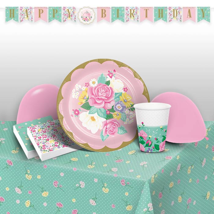 Floral Tea Party Pack: Tableware & Decoration Kit | Party Save Smile