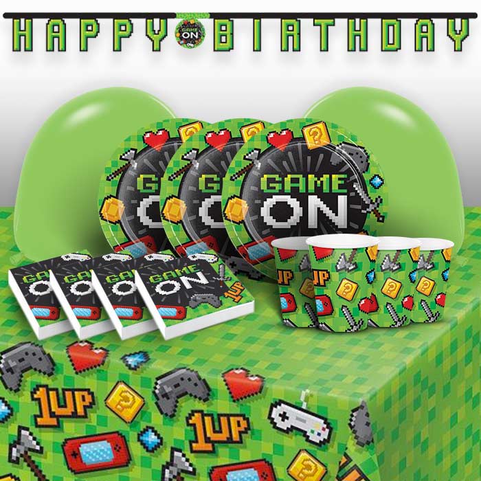 Game On Gaming Birthday Party Pack: Tableware & Decoration Kit | Party Save Smile