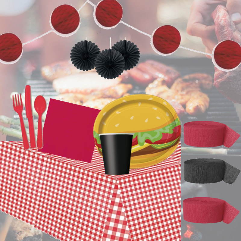 BBQ Garden Party Pack: Tableware and Decorations Kit | Party Save Smile