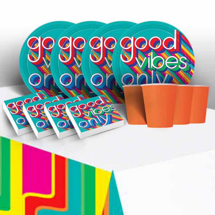Good Vibes Birthday Party Pack: Tableware Party Kit | Party Save Smile