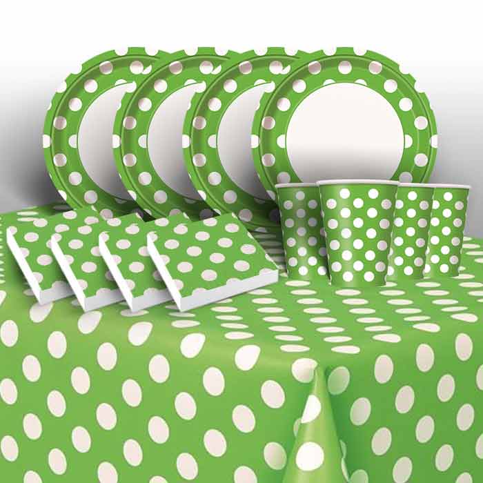 Lime Green Polka Dot Party Pack: Tableware Party Kit | Party Save Smile