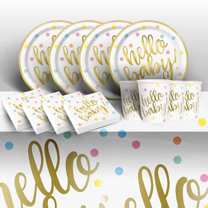 Hello Baby! Baby Shower Party Kit: Tableware Pack | Party Save Smile