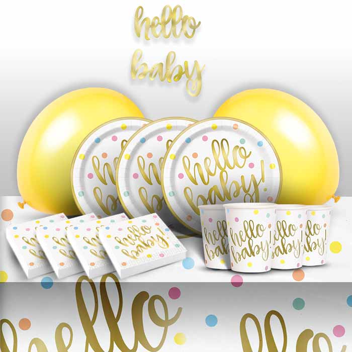 Hello Baby Shower Party Pack: Kit with Decorations & Balloons | Party Save Smile