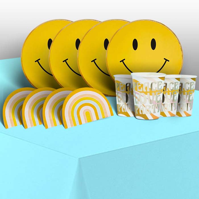Hippie Party Pack: Tableware Kit for 8 - 48 Guests | Party Save Smile